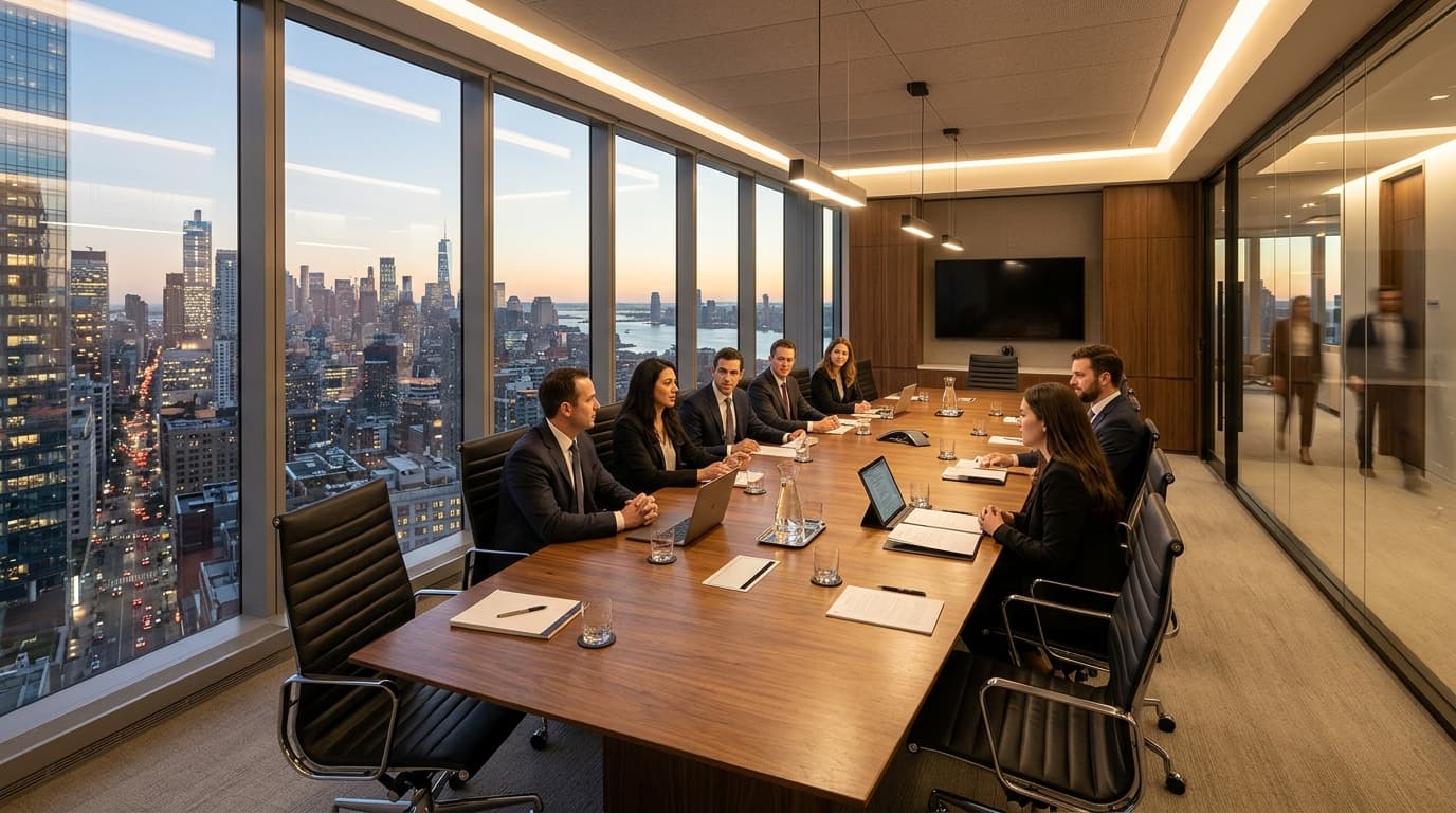 Modern law firm conference room — AI intake receptionist for legal consultations