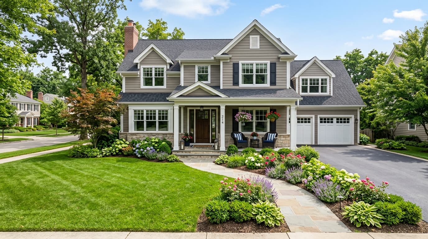 Beautiful suburban home exterior — AI receptionist qualifies mortgage leads 24/7