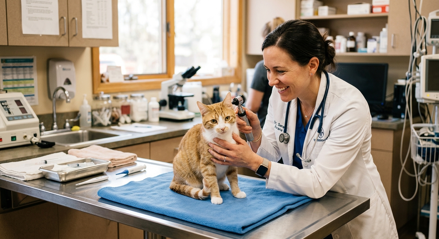 A customer service professional with a headset at a modern workspace
