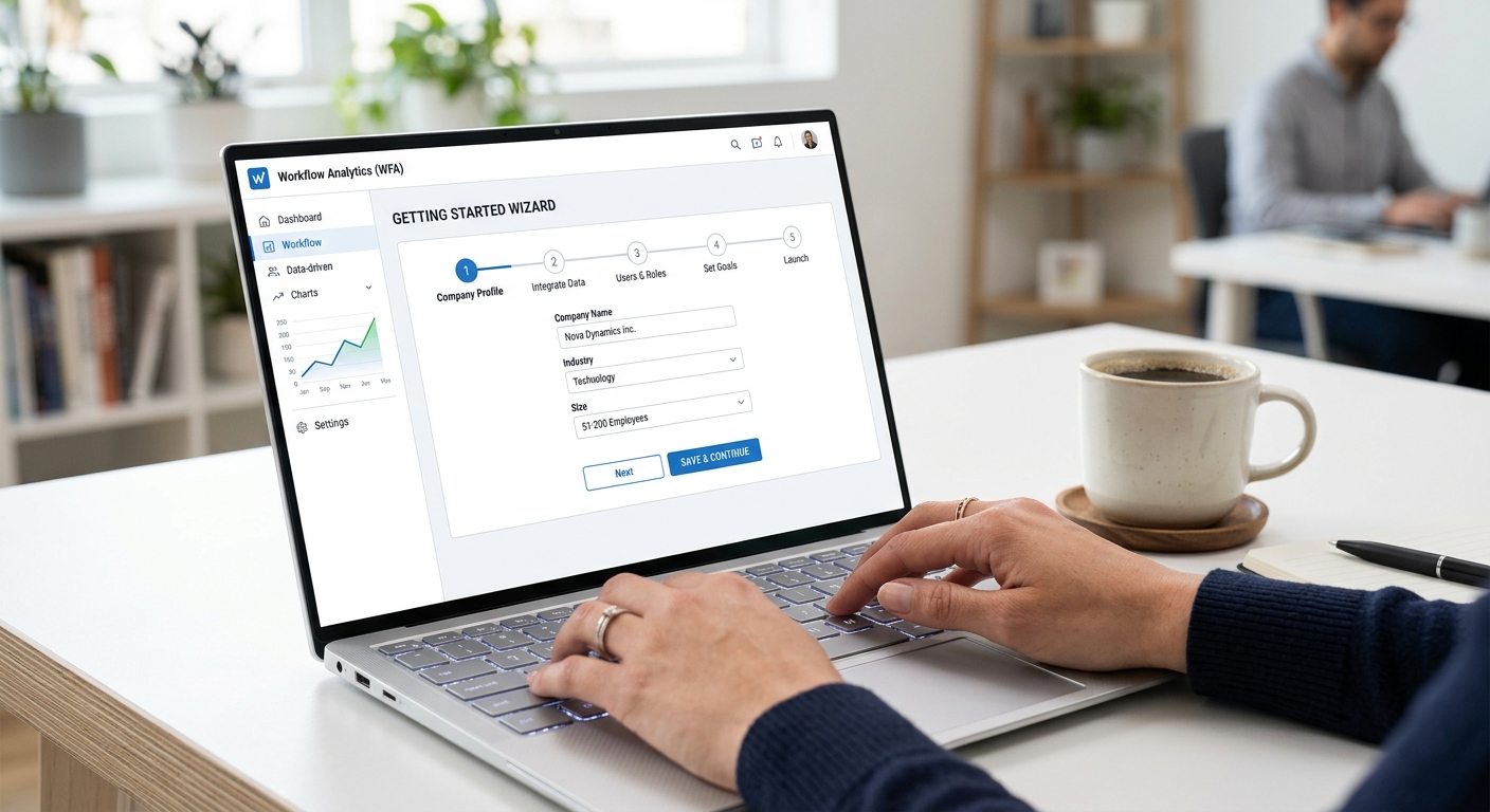 A laptop screen showing a clean dashboard interface for building an AI agent