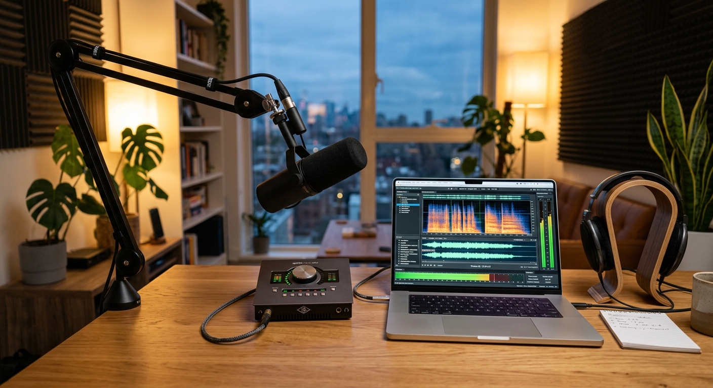 A professional office workspace with modern technology